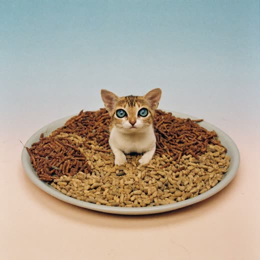 A shallow dish of live feeder crickets and mealworms